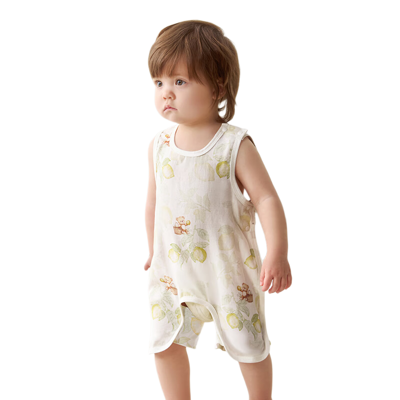 Shiyuejiejing Baby Romper, Summer Thin Style, Bamboo Cotton Gauze Half-Back Belly Cover, Unisex Infant Vest