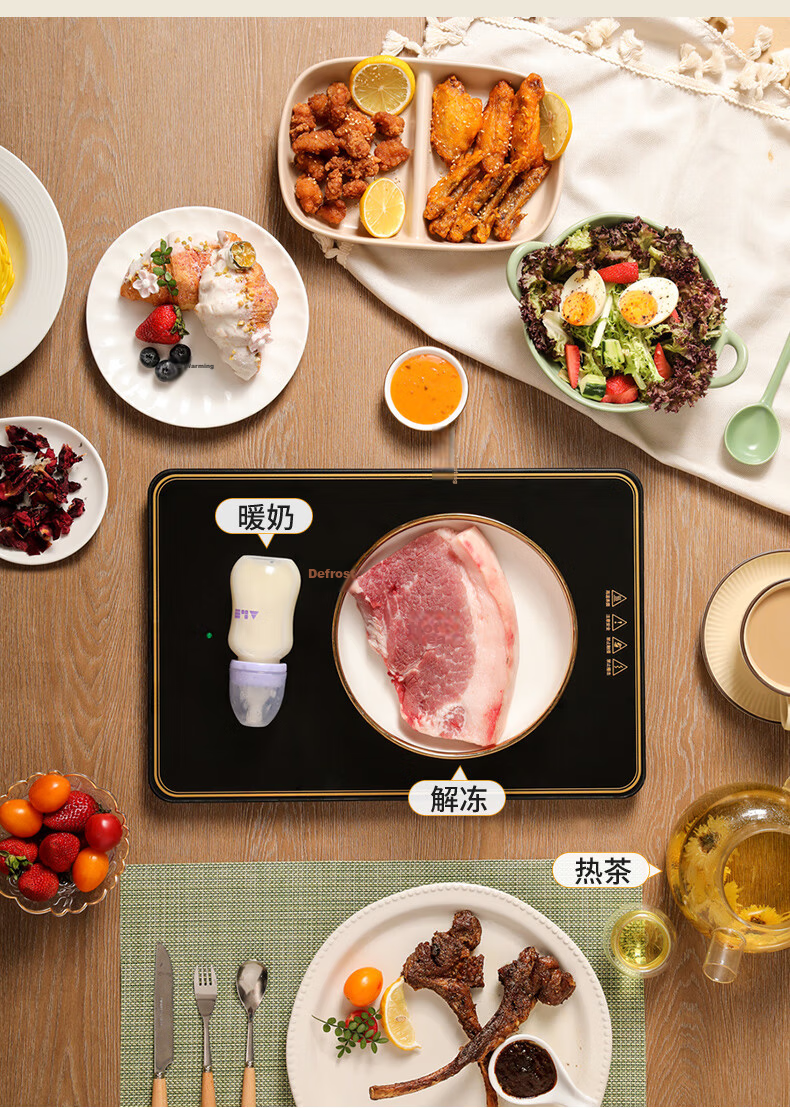 Royalstar Food Warming Plate 60CM Round Tempered Glass Large Heating Mat Home Dining Heat Preservation Dual Temperature RS-HR169Y 9