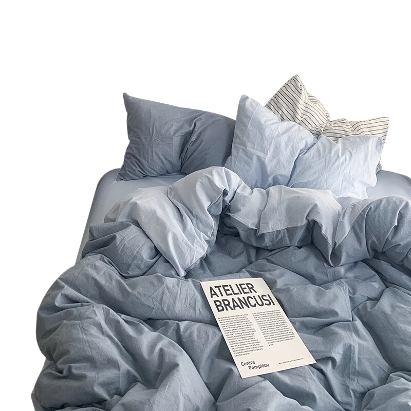 AVIVI Dormitory Bed Three-Piece Set, Brushed Student Bedding Sheet, Duvet Cover, Pillowcase, Moonlight Misty Blue, Duvet Cover 150*200cm