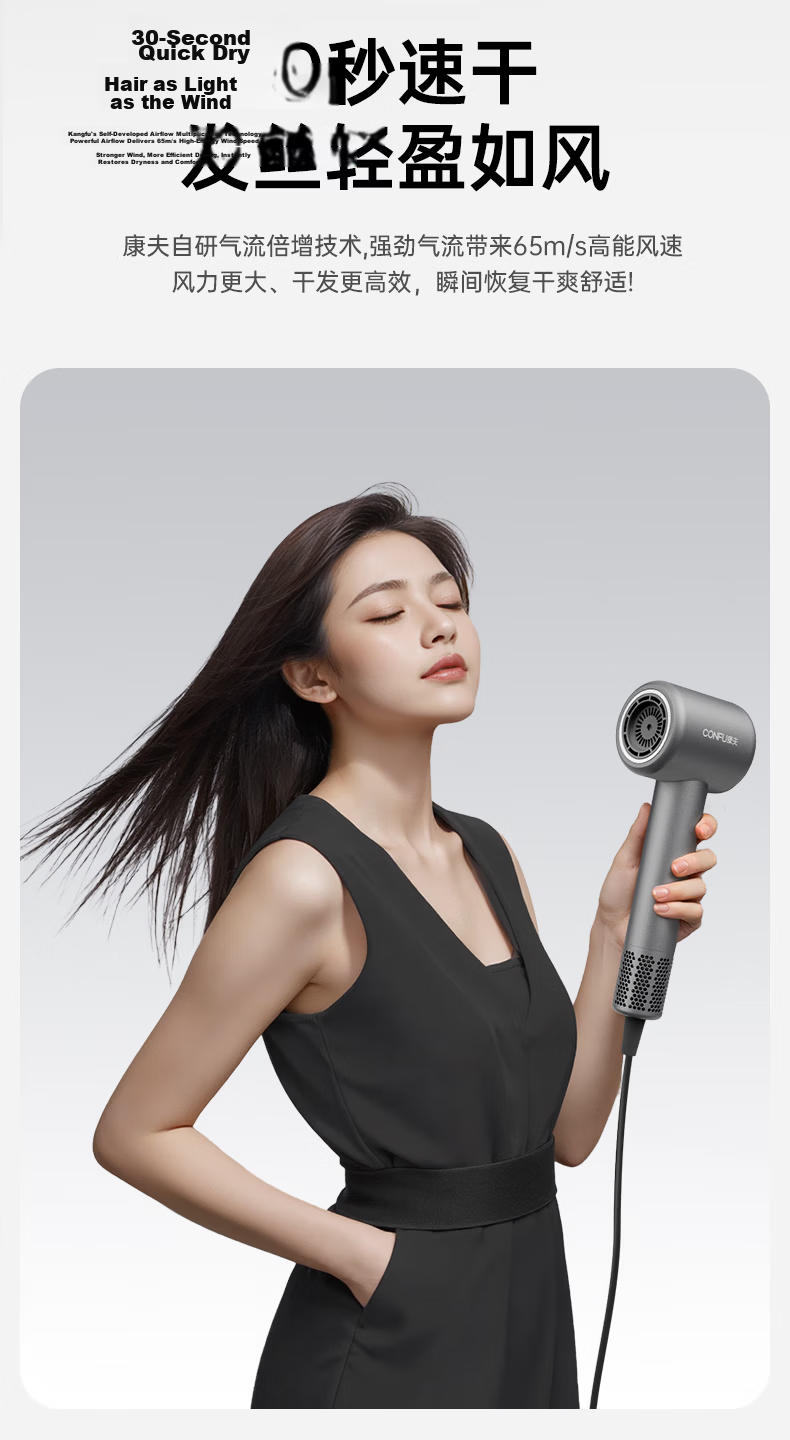 CONFU High-Speed Hair Dryer with 1.6 Billion Negative Ions, Powerful Home Use Blow Dryer, Hair Protection, Strong Wind, Birthday Gift for Girlfriend, Model F20 White 5