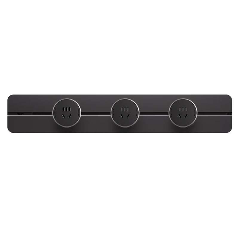 DELIXI Track Socket Upgraded New Borderless Wall-Mounted Rail Socket 40cm Track + 3 Five-Hole Sockets Iron Gray