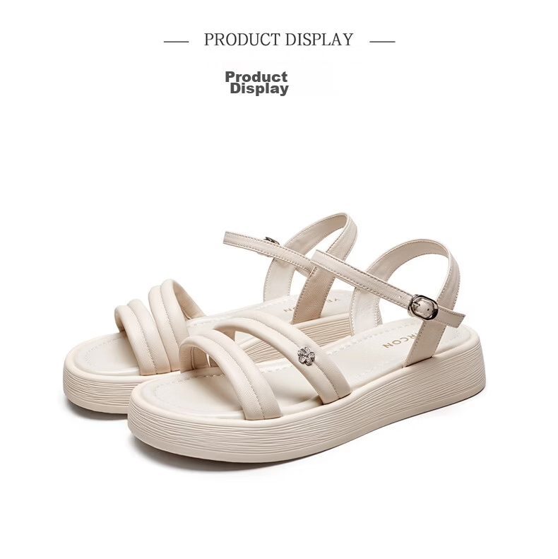 Eierkang Women's Casual Flat Shoes Mom Wedge Soft Sole One-Strap Sandals 27589W Pink Size 38 10