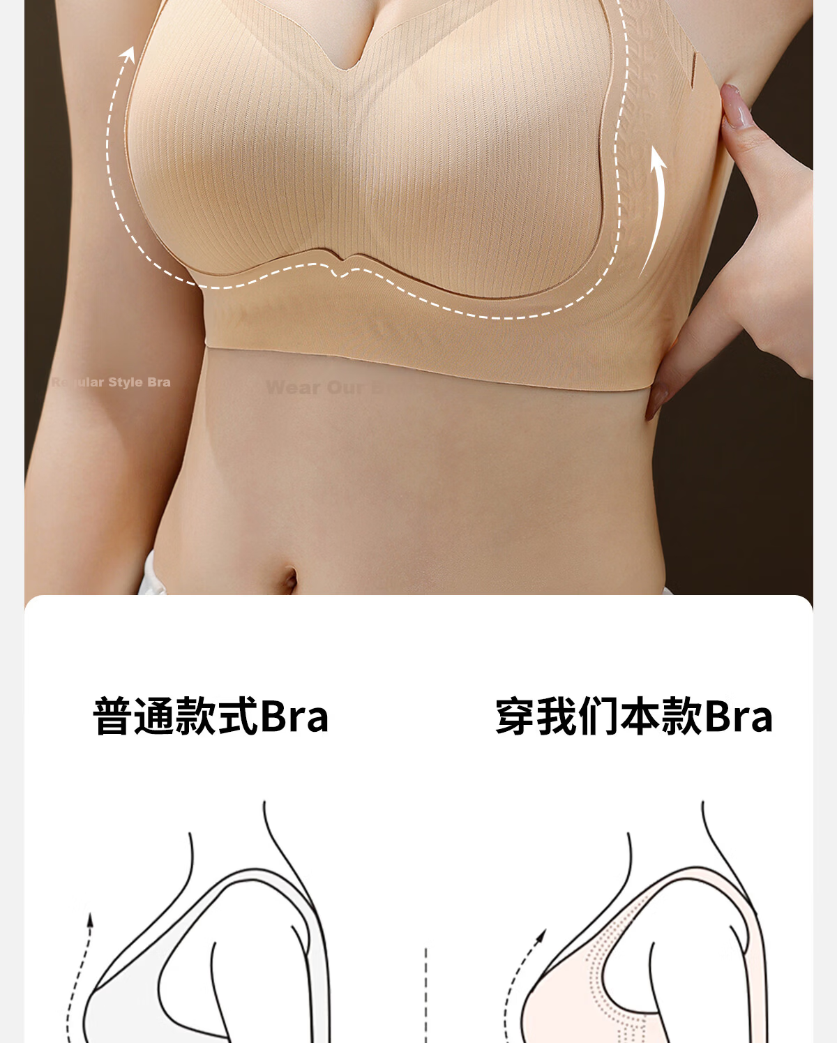 Bingxue Kapok Women's Plus Size Underwear Large Bust Minimizing Push-Up Lightweight Breathable Lifting Anti-Sagging Non-Compressing Bra 12