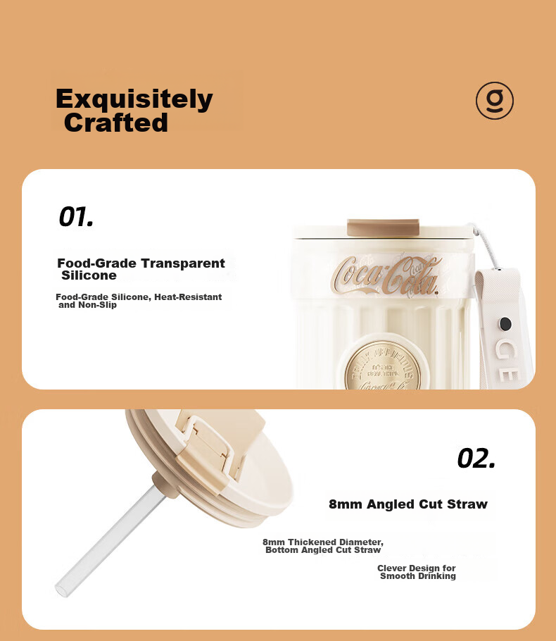 Germ Coca-Cola Badge Insulated Straw Cup GE-CK23AW-B55-2 Snow White 400mL (Each) 16