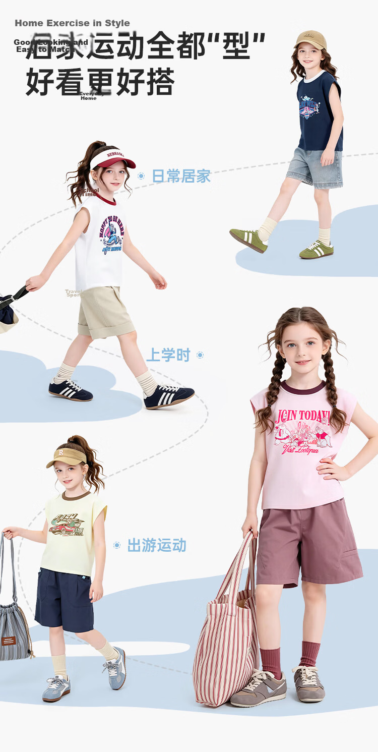 Disney Girls Short Sleeve T-Shirt 2026 New Summer Kids Cartoon Sleeveless Printed Breathable Vest Navy Blue 120 9