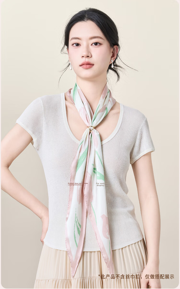 JIUMU 100% Mulberry Silk Scarf, Diamond-Shaped Shawl, Gift for Teachers And Mothers, Birthday Present, Gift Box Packaging 3