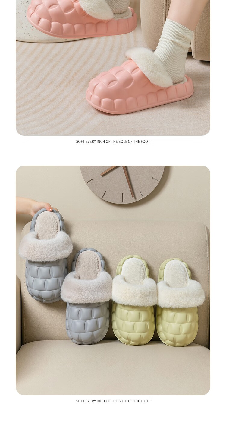 IQGD Women's Fleece-Lined Cotton Slippers, Warm Half-Toe Couple Non-Slip Indoor Home Bedroom, Astronaut White Size 40-41 19