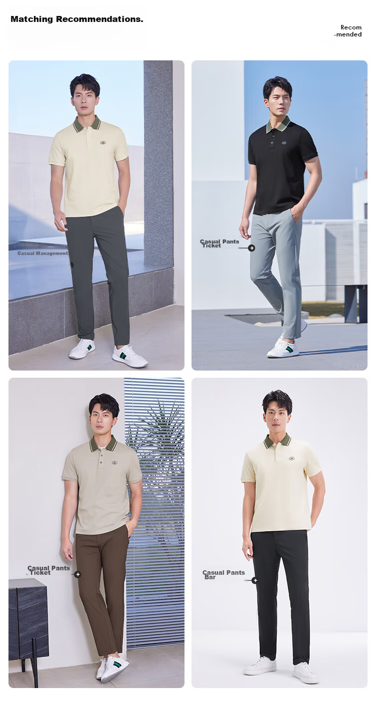 Laxdn Men's Summer New Business Casual Short Sleeve Polo Shirt, Dark Black, M 3