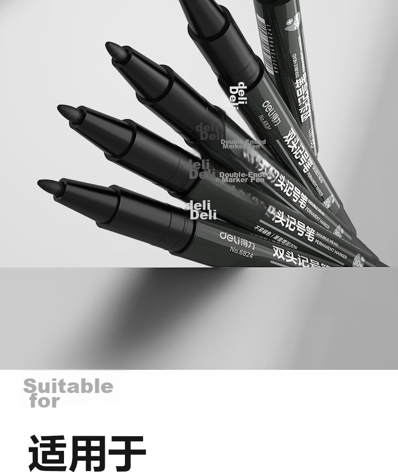 Deli Blue Oil-Based Waterproof Thick-Tip Marker Pen, Logistics Large-Tip Pen, Signature Pen, Marker Pen, Conference Office Supplies, 10 Pcs/box, S550 6