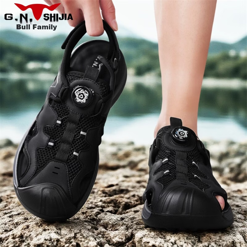 Bull Family Baotou Men's Summer Outdoor Breathable Mesh Soft Sole Versatile Creek Shoes Men's Beach Sandals