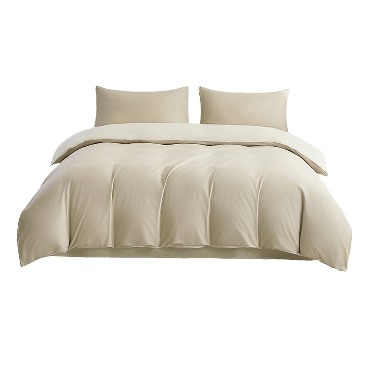 JD Original 100% Pure Cotton Four-Piece Bedding Set, All-Cotton Bedsheet And Duvet Cover, Antibacterial Bedding Set, for 200*230cm 1.5/1.8 Meter Bed, Oatmeal Camel