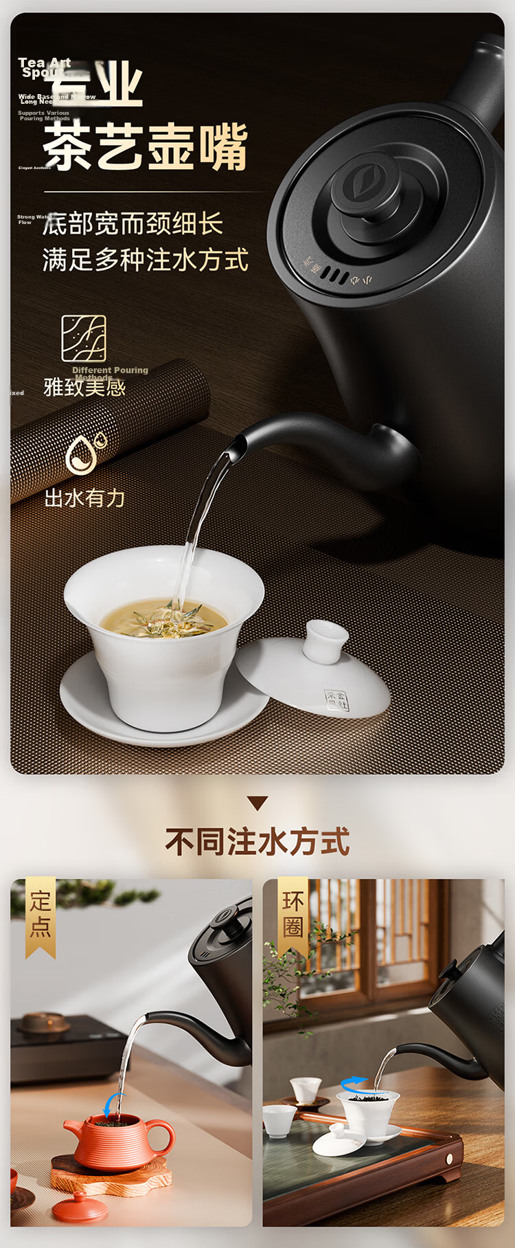 KAMJOVE Automatic Water Filling Electric Kettle 1.2L Electric Tea Stove 304 Stainless Steel R7 Temperature Control 7