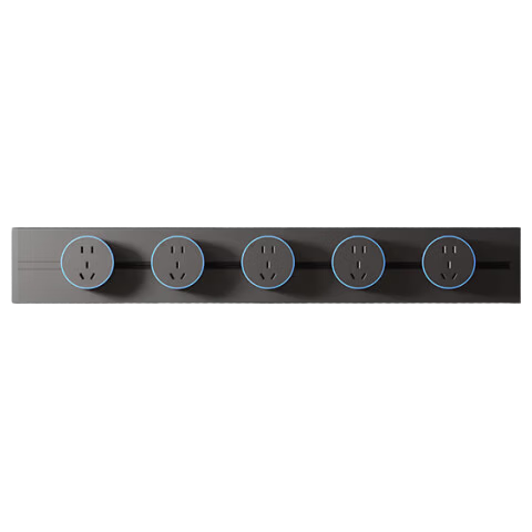 AUX Track Socket Surface Mounted No-Drill Wall-Mounted Movable Wall Slide Rail Socket Slim C6 Black 50cm + 5 Blue Light Ring Five-Hole