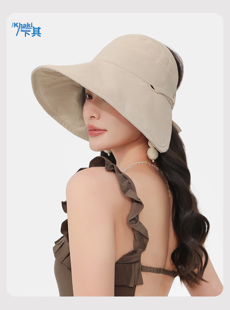 Romon Sun Protection Hat Half-Top UV Shield Face Cover Large Brim Adjustable Big Head Fisherman Cooling Duckbill Sun Hat 12