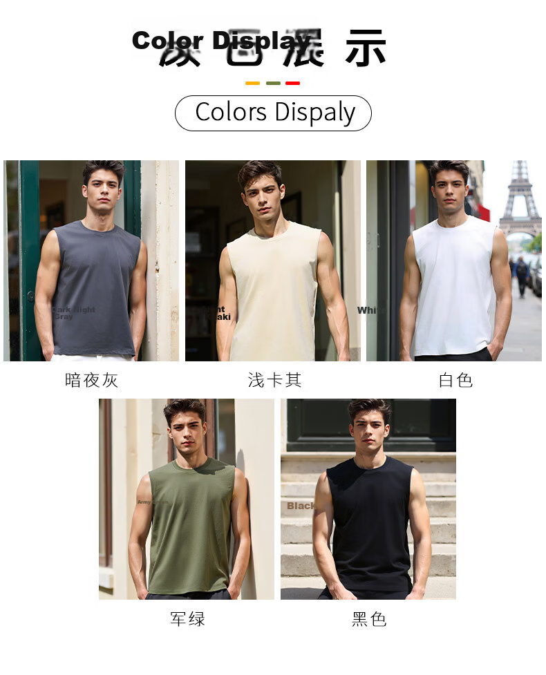 ROMON 100% Cotton Men's Vest Summer Thin Comfortable Breathable Casual Loose Sleeveless T-Shirt Tank Top 6