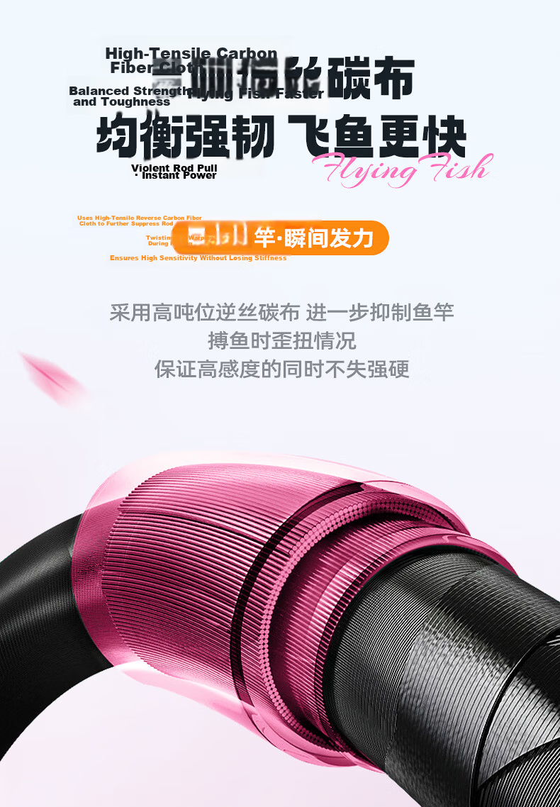 Hua's Cocoon Amber Fishing Rod Flower Bloom Twelve Comprehensive Fishing Rod for Silver Carp and Bighead Carp Hand Rod Tai Fishing Rod Hand Pole 5H 8.1m 5