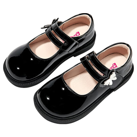 Barbie Girls' Black Leather Shoes for Spring And Autumn, Versatile School Performance Shoes for Girls DA6561 Black Size 37