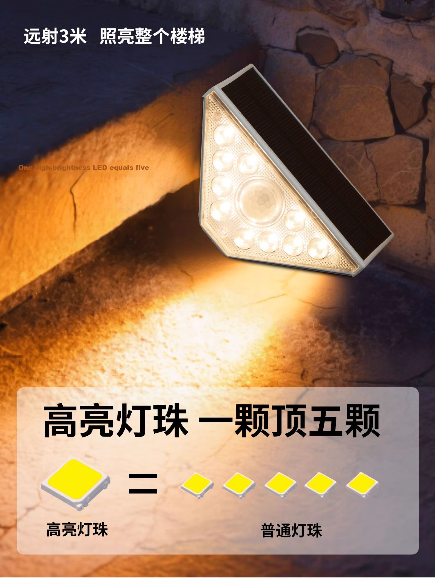 Datouren Solar Outdoor Waterproof Garden Villa Home Decorative Atmosphere Sensor Stair Step Light 5