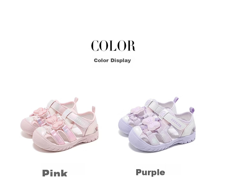 ABC KIDS Girls Summer Sandals Toddler Kids Closed-Toe Non-Slip Beach Shoes 3206 Purple Size 26 8