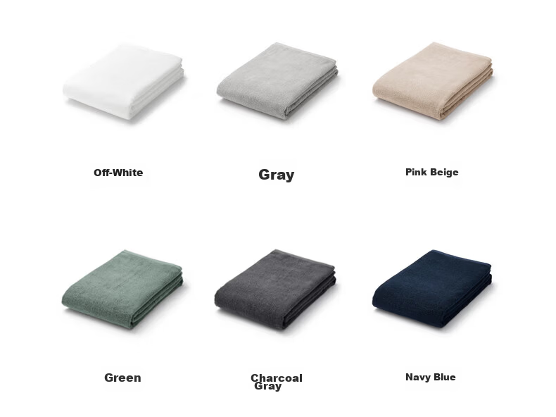 MUJI Cotton Plush Soft Large Bath Towel Pure Cotton Grey 80×160cm 9
