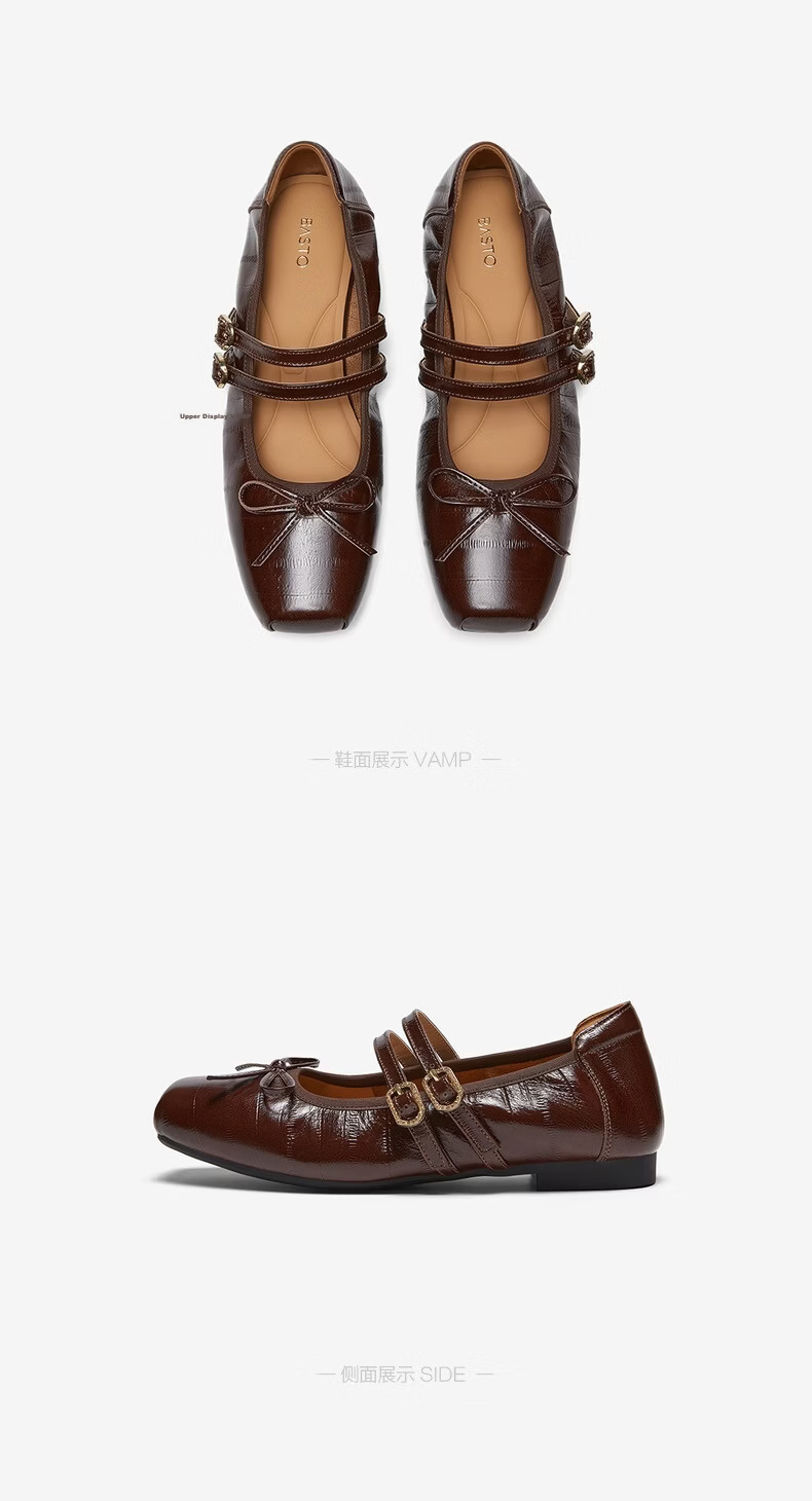 BASTO [Film Diary] 26 Autumn Mall Ballet Mary Jane Shoes Women Flat Silver Single Shoes 30