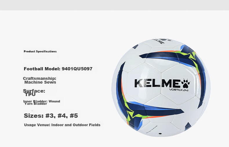 KELME Machine-Stitched Football Training Match Youth Training Adult Standard Size 5 Ball White Black Size 4 11