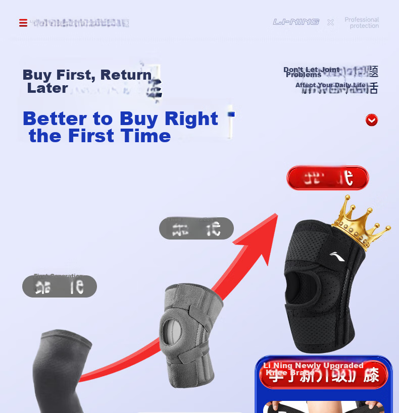 LI-NING Summer Thin Knee Brace Meniscus Injury Sports Protective Joint Knee Support for Men and Women Hiking Basketball Running Walking 3