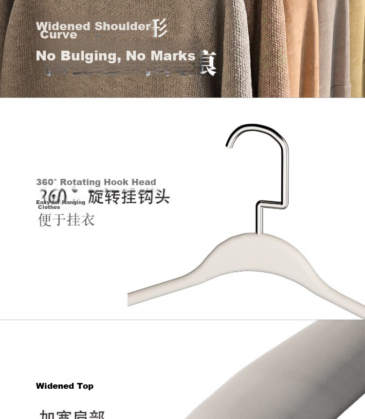 Jialifang Non-Slip No-Trace Clothes Hangers Household White 10-Pack 5