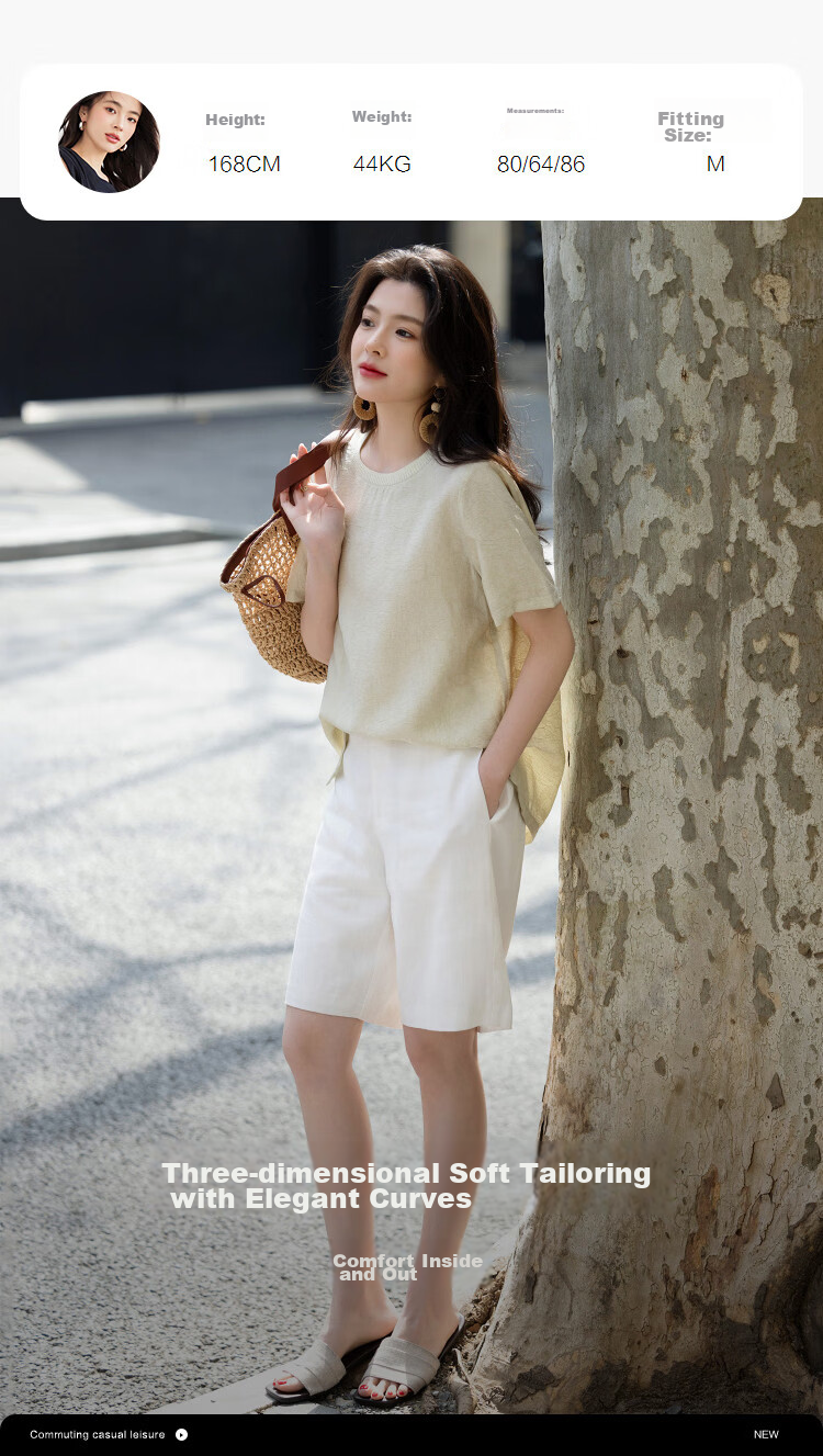 Demana Minimalist Light Summer Simple Knit Textured Round Neck Lightweight Loose Short Sleeve Shirt for Women 9