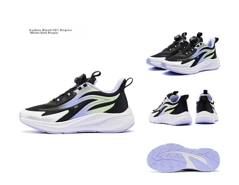 361° Qingling Children's Running Shoes 26 Spring Boys and Girls Youth Quick Bounce Cushioning Dial Professional Sports Shoes Black Size 36 33