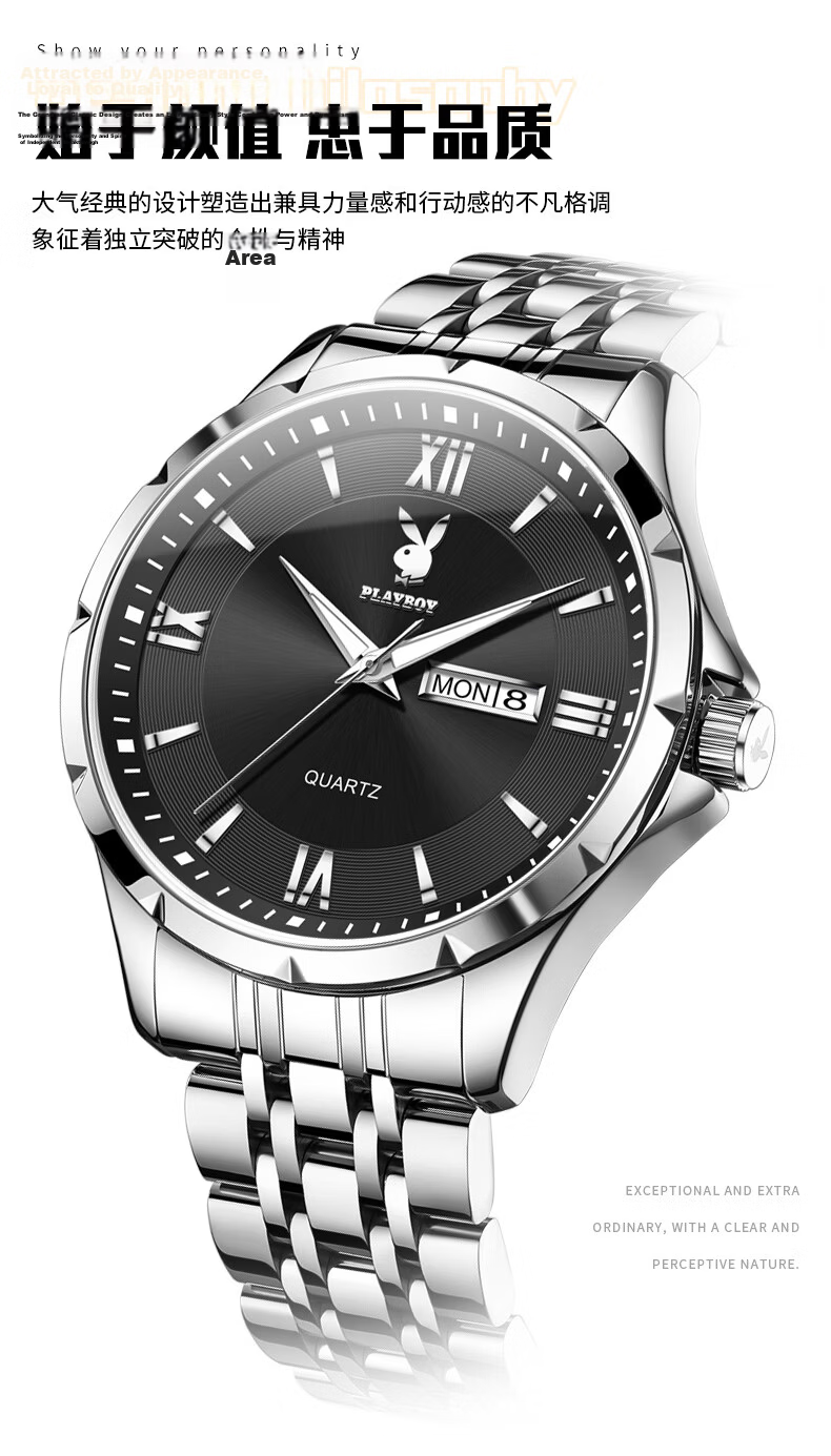 PLAYBOY Authentic Men's Fashion Minimalist Quartz Watch Waterproof Men's Watch 2026 New Model Top 10 Brand 4