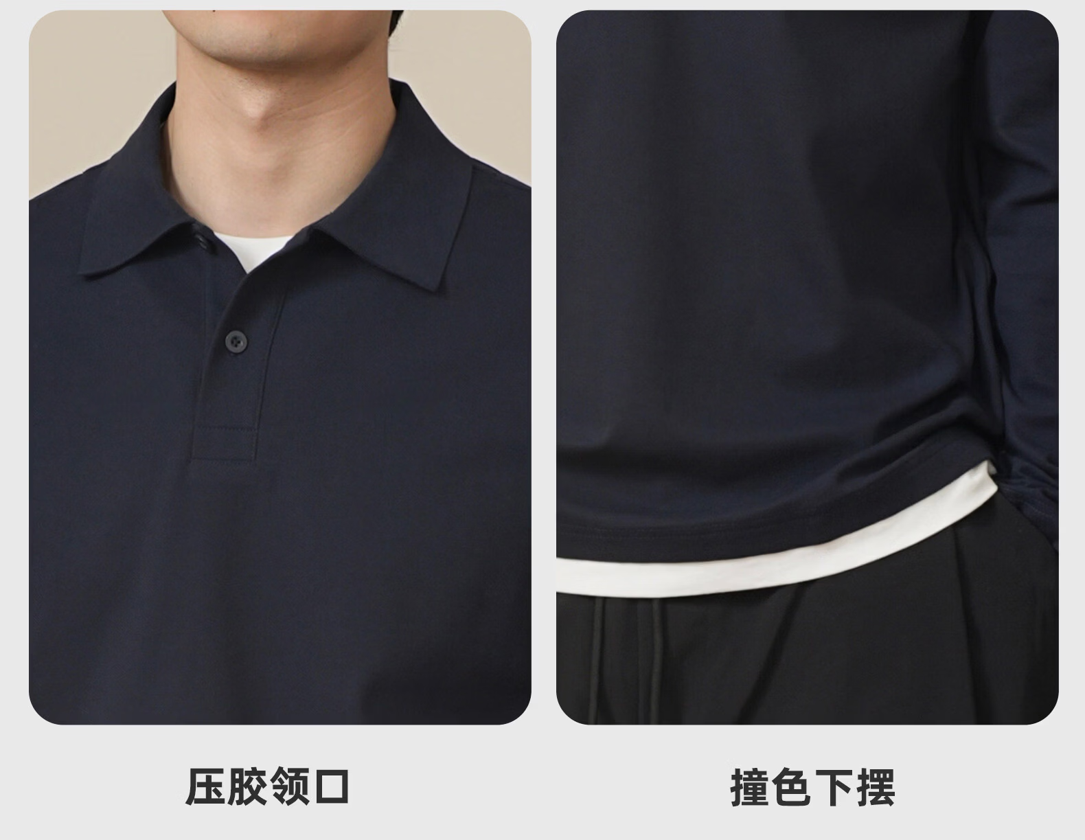 ROMON Pearl Cotton Two-Piece Short Sleeve Polo Shirt Men's Summer Casual Cool T-Shirt Navy Blue M 5