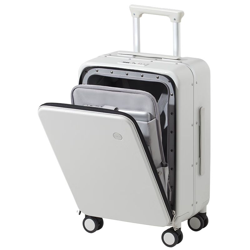 Mixi Front-Opening Aluminum Frame Suitcase, Luggage with Handle, Password Lock, Large Capacity Travel Case for Men, Checked Baggage