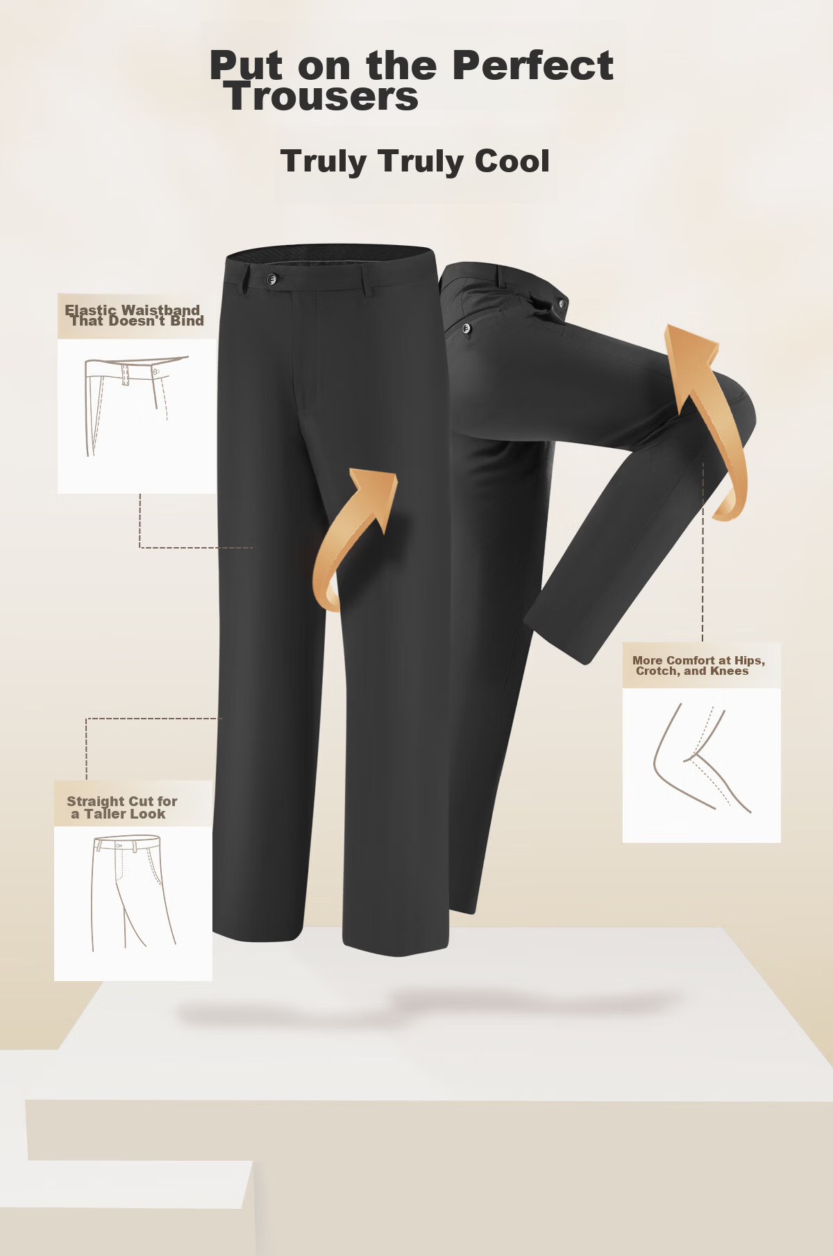 Hodo Wrinkle-Resistant Non-Iron Men's Business Formal Straight-Leg Dress Pants 6