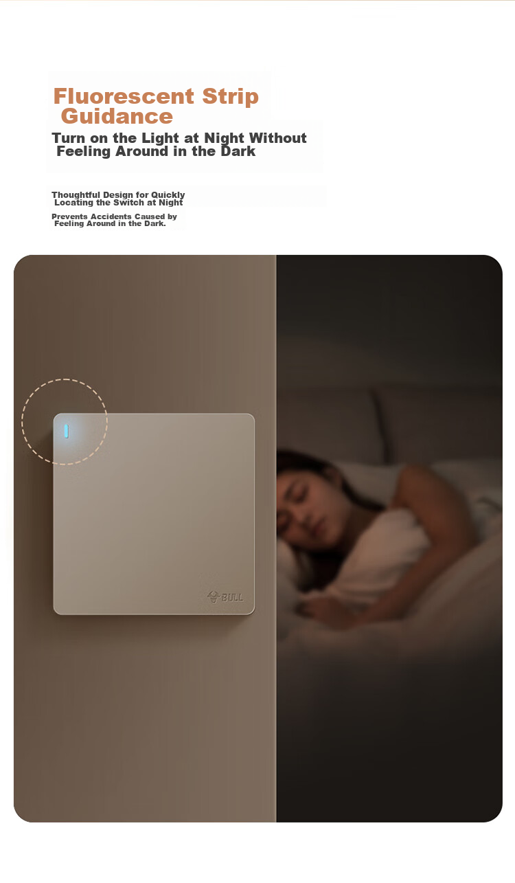 BULL G12 Series Triple Single-Control Switch Cream Style Large Panel Switch G12K311 Starry Gold 15