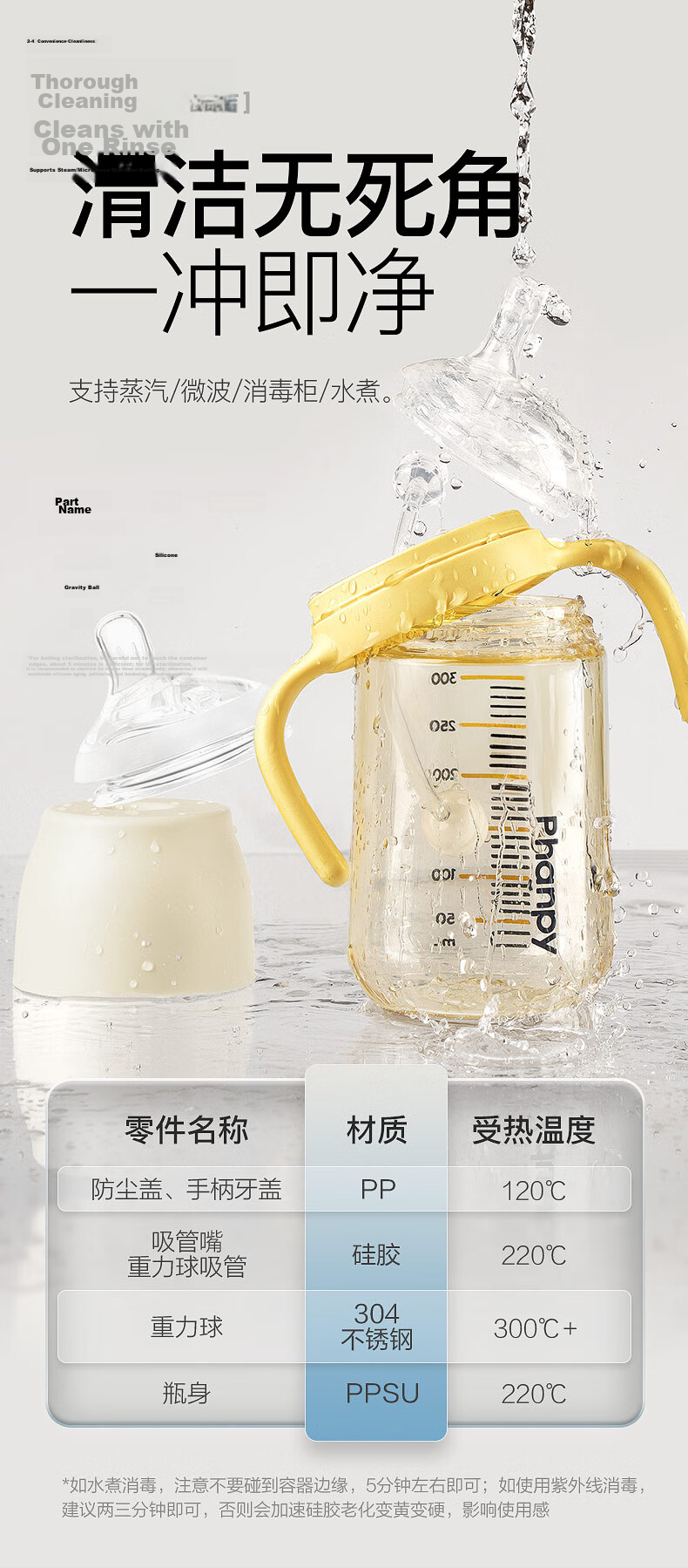 Xiaoyaxiang Weaning Baby Bottle for 6+ Months Infant PPSU Eccentric Anti-Colic Breast Milk Simulation Weaning Bottle with Gravity Ball Handle 300ml 17