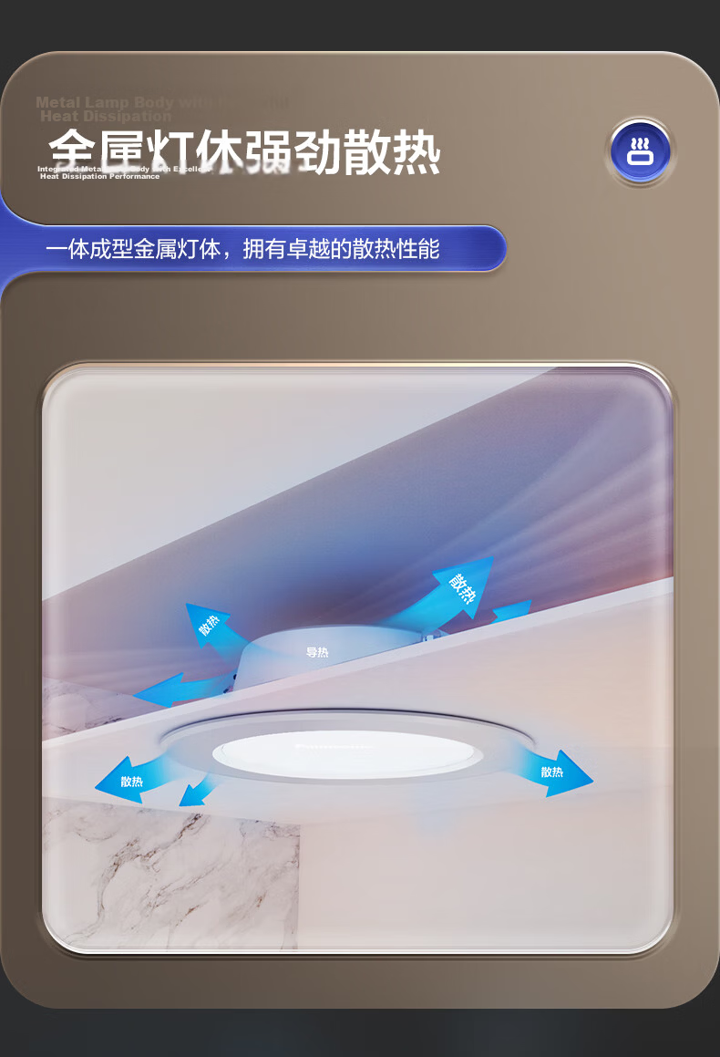 Panasonic LED Downlight, Recessed Spotlight, Ceiling Light, Living Room, All-Aluminum White, 6.5W, Cool White Light 6500K, Cut-Out Size 75-80mm 6