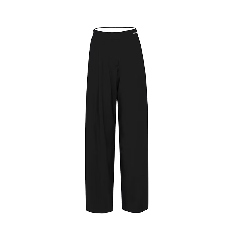 ANN ANDELMAN Official Store Celebrity Style Wide-Leg Casual Draped Straight High-Waist Trousers Black XS