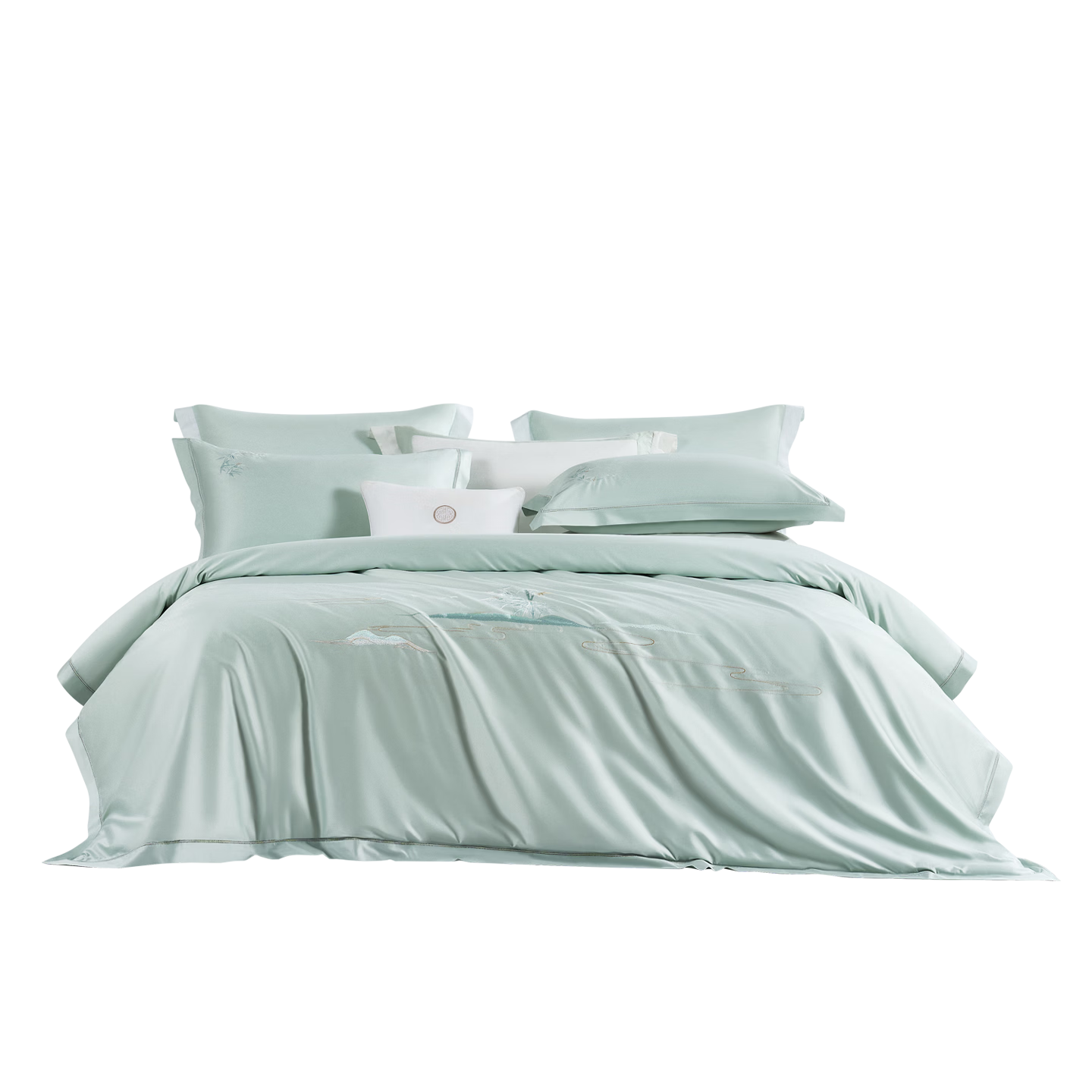 FUANNA Bedding Set 4-Piece 120s Long-Staple Cotton Double-Ply Satin 100% Pure Cotton Class A Single/Double Bed Sheet 230×229cm Bamboo Rhythm