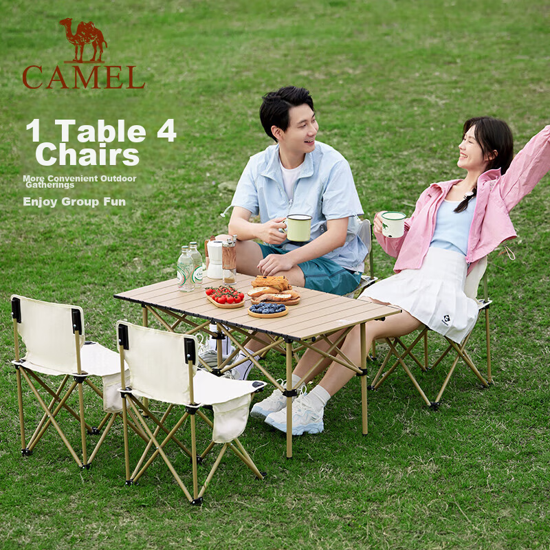 CAMEL Outdoor Folding Table and Chair Camping Set Complete Egg Roll Table Picnic Outdoor Camping Furniture