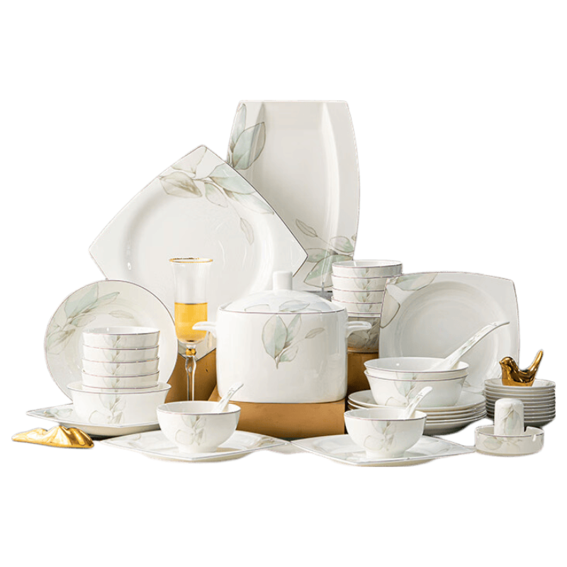JD Original Bowl And Plate Tableware Set, Ceramic Dinnerware Set for Housewarming Gift Box, Spring Intention 66-Piece Set