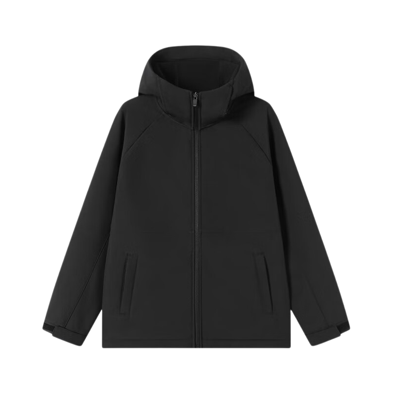JD Original Windproof And Waterproof Soft Shell Men's Jacket, Autumn New Style Casual Sports Jacket with Fleece Lining And Hood, Black, XL