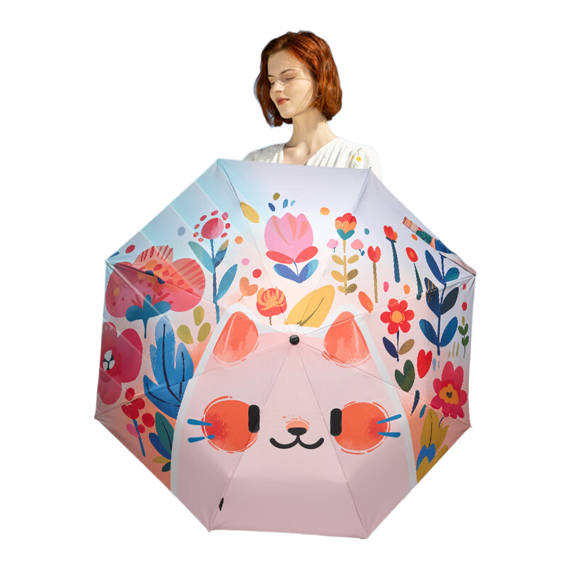 Knirps Umbrella, Ultra-Strong Sun Protection, Black Gel UV-Resistant, Three-Fold Sunshade, Women's Teacher's Day Gift