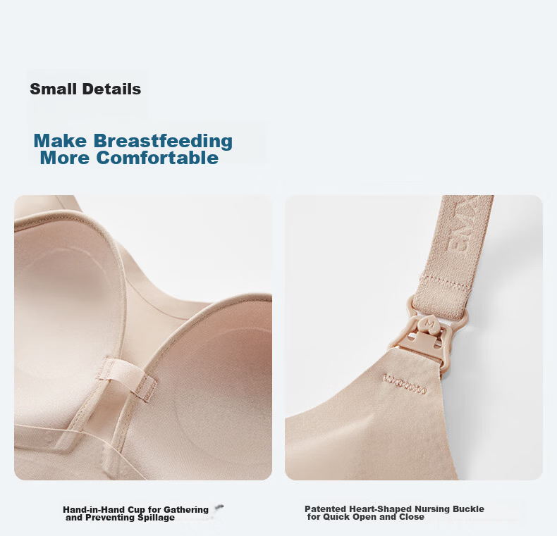 EMXEE New Ultra-Leather Small Cooling Cup Nursing Bra Maternity Breathable Anti-Sagging Postpartum Invisible Skin M 28
