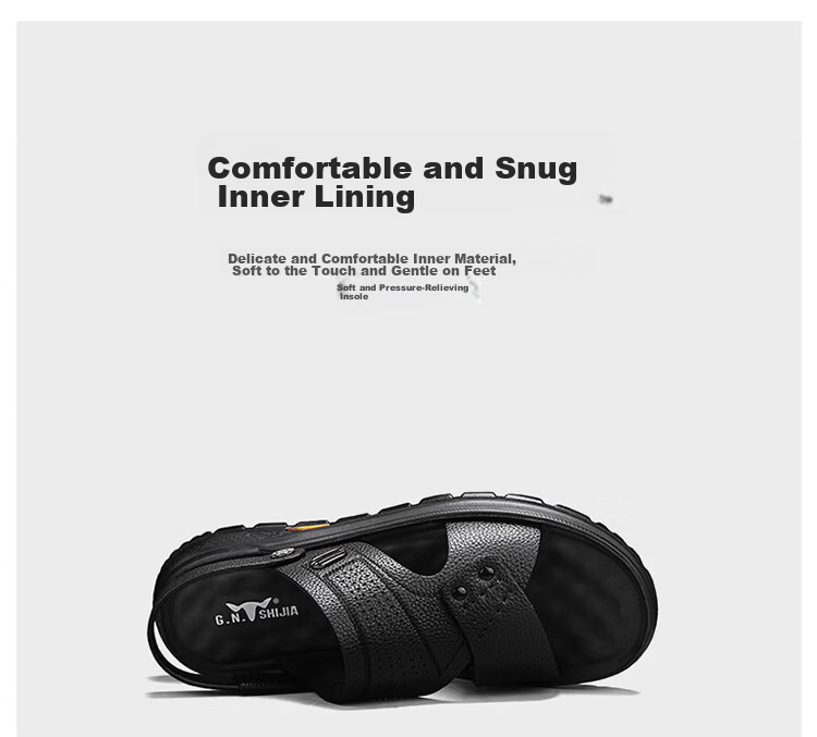 Bull Family Men's Leather Sandals Summer New Genuine Leather Soft Sole Breathable Beach Shoes Men's Versatile Two-Way Commuter Casual Slippers 11