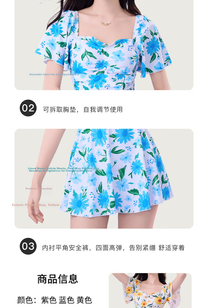 LangSha Women's One-Piece Conservative Swimdress Slimming Beach Skirt Swimsuit for Hot Springs 6