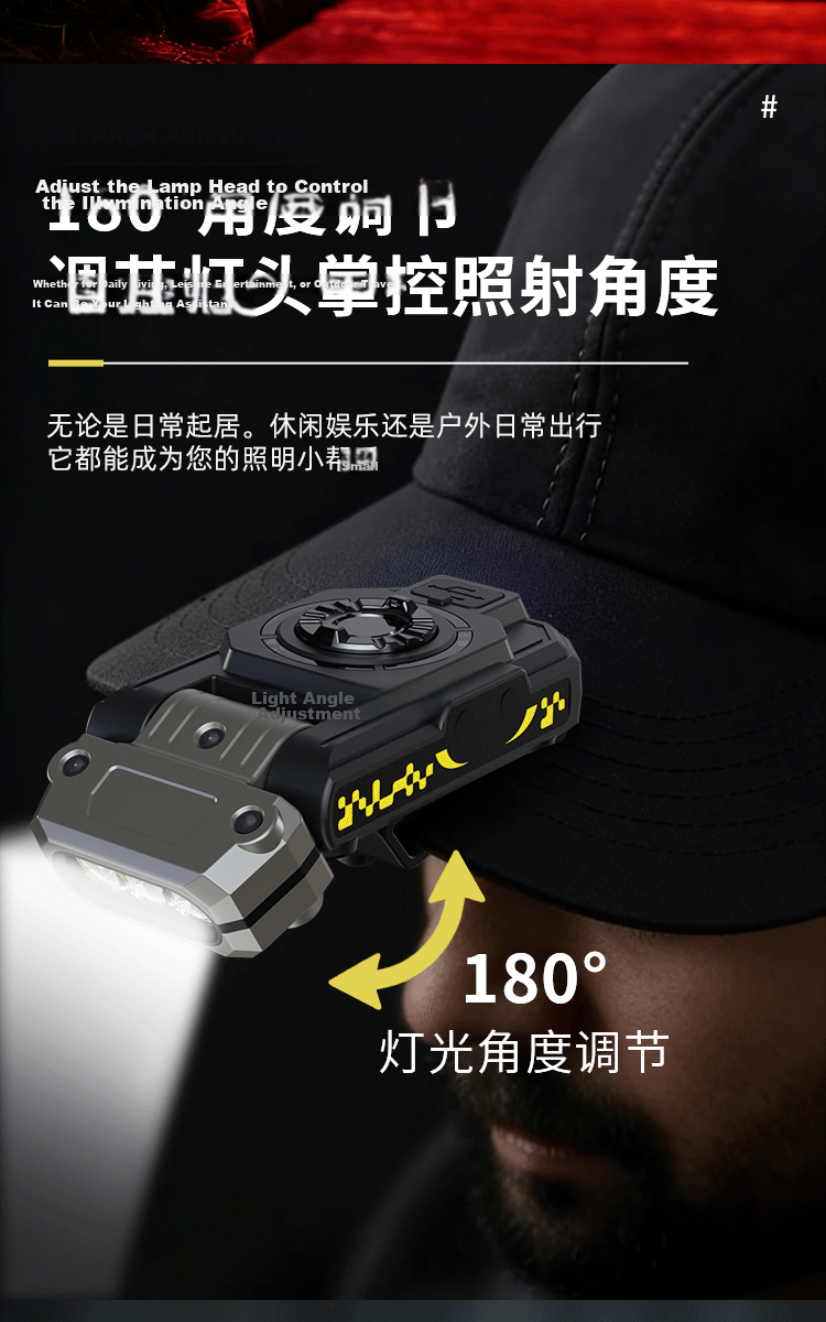 Cavalry High-Brightness Outdoor Fishing Rechargeable Sensor Headlamp Long-Lasting Hand Wave Sensor Hat Clip Flashlight 7