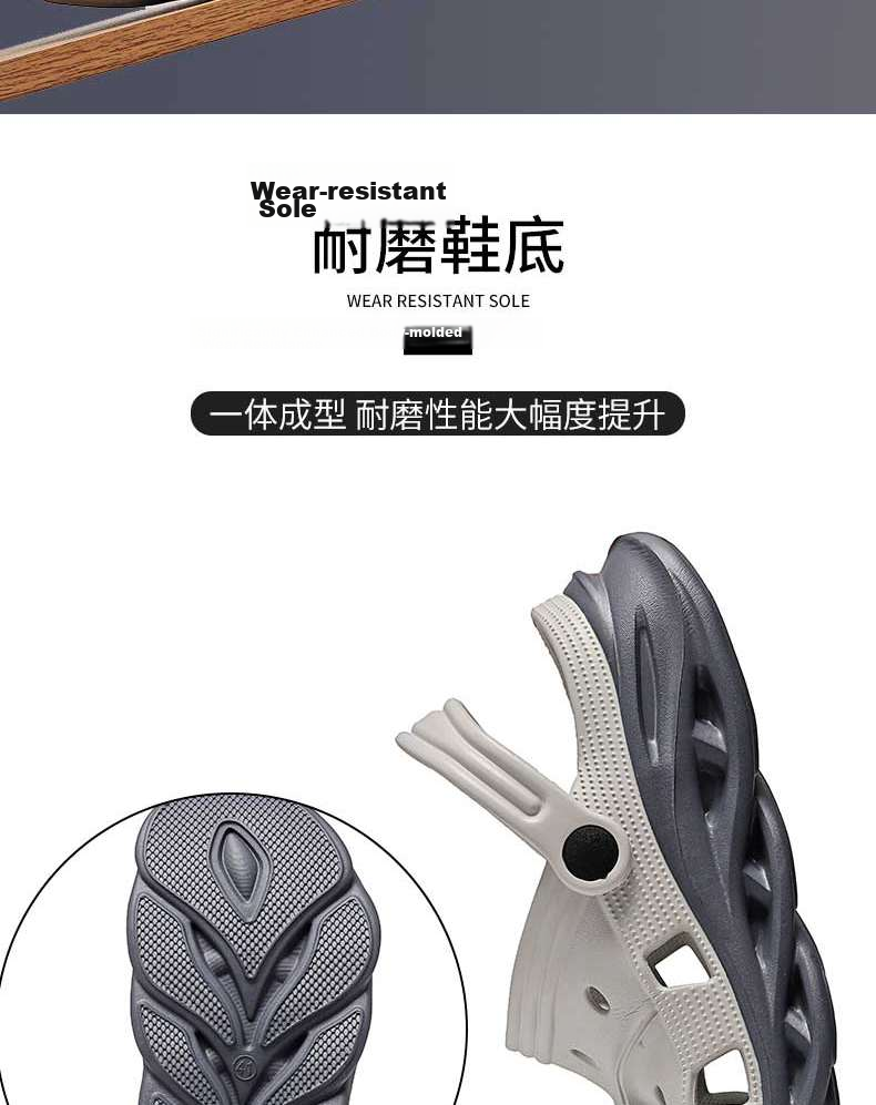 JEEP Men's Fashion Korean Style Hollow Breathable Simple Non-Slip Beach Shoes Soft Sole Sandals P210MTX058 Gray Size 42 6