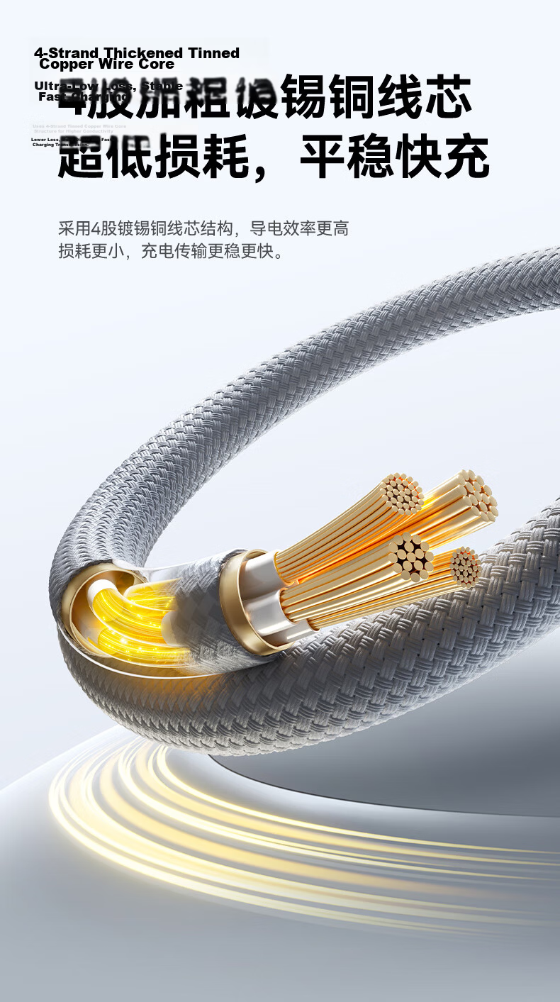 Baseus 3-in-1 Braided Charging Cable Type-C Apple Android 3.5A Fast Charge Multi-Device Cable for iPhone 17/16/15 Xiaomi Huawei Honor 1.2m Gray 11