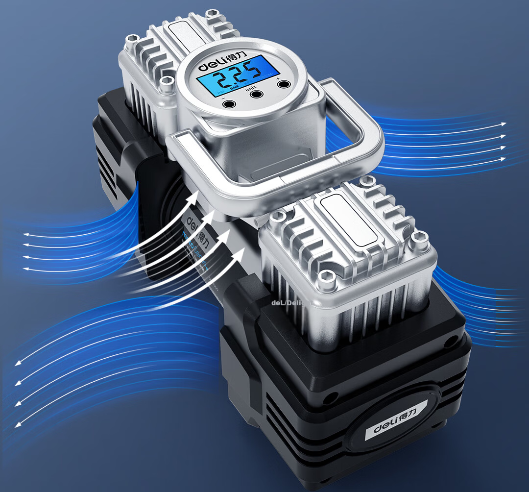 Deli Dual 30 Cylinder Car Air Compressor Digital Tire Inflator Compatible with Xiaomi SU7 Tire Pressure Monitoring Pump 10